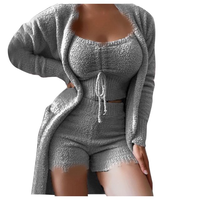 Birdeem Pyjama Mode Femme Slim Dentelle Taille Élastique Manches Longues Décontracté Trois Pièces