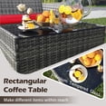 thumbnail image 4 of Gymax Ensemble de 4 Meubles de Patio avec Coussins Lavables et Table Basse en Verre Trempé Rouge, 4 of 7