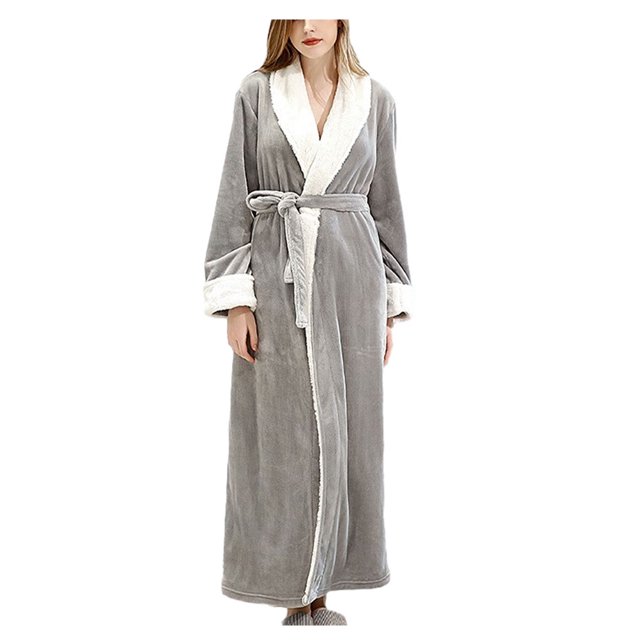 Youkk Polyester Wrap Yourself In Comfort With Full Length Bathrobe Unique Soft And Warm Wide Range Of Uses grey L