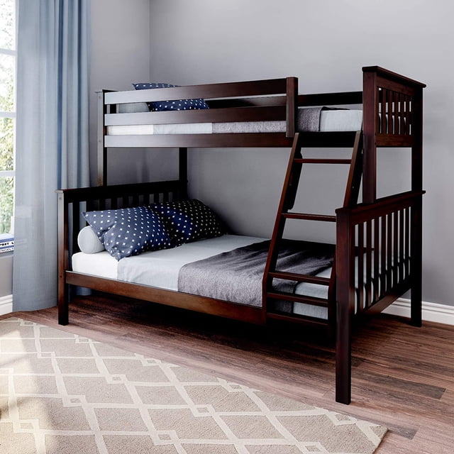 BEDSMART Solid Wood Twin Over Full Bunk Bed| Espresso