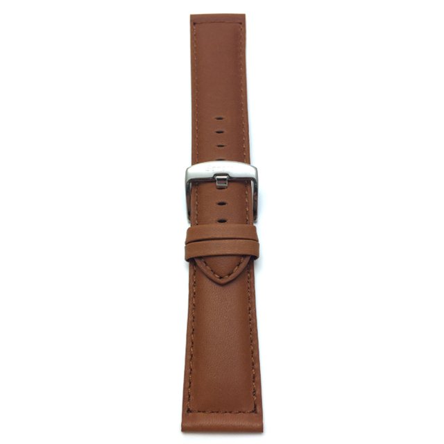 Extra Long (XL), 28mm Leather Watch Band Strap, Mat, Tone-on-Tone Stitching, Stainless Steel Buckle