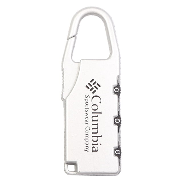 Closet Lock Pad Lock 3 Digit Combination Pad Lock made of durable zinc alloy in a silver-white finish. The compact design measures approximately 64 x 21 x 8mm and weighs 20g. Features a simple-to-set 3-digit combination mechanism for secure locking. Suitable for use on suitcases, drawers, toolboxes, backpacks, and lockers.