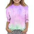 thumbnail image 1 of MeetoTime Haut à Manches 3/4 pour Enfants Décontracté Imprimé Teinture sur Nœuds Col Rond Pull de Base pour Garçons Filles 3-14 Ans Vêtements pour Enfants, 1 of 4