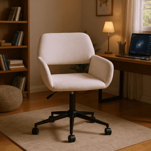 Homy Casa Ergonomic Task Chair, Adjustable Height with Swivel Base, Beige Chenille Fabric
