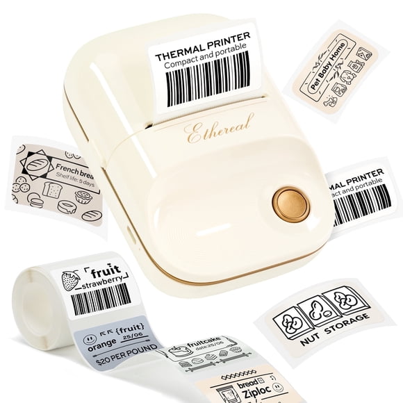 NOVODESK Label Maker, 2 inches Portable Bluetooth Waterproof Label Printer with Tape, Label Printer Machine for Small Business,Address, Logo, Retail (Milky White)