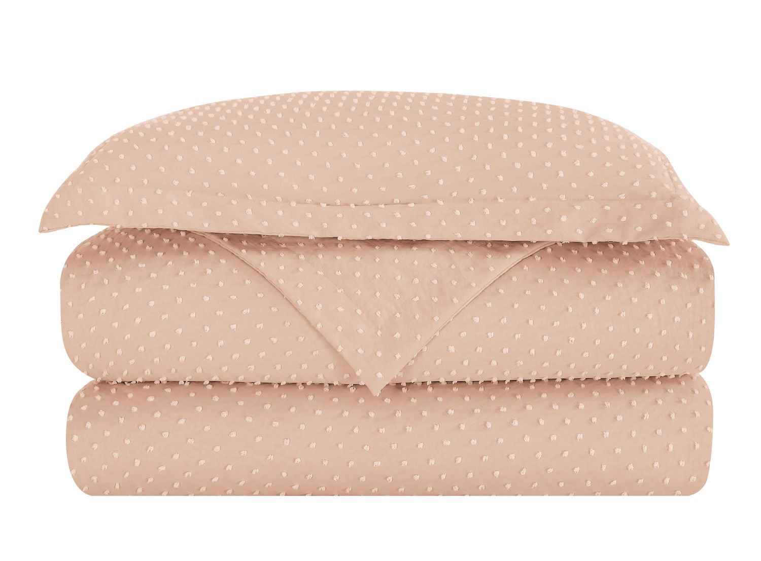 Ensemble de housse de couette à texture à pois Swift Home, literie douce toutes saisons avec fermeture éclair, simple, rose