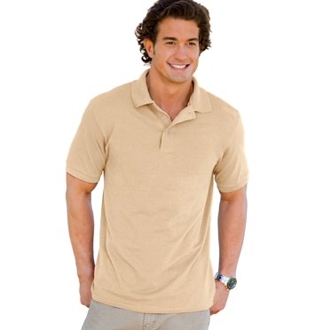 Hanes ComfortSoft Men`s Cotton Pique` Polo - Best-Seller, S, Pebble