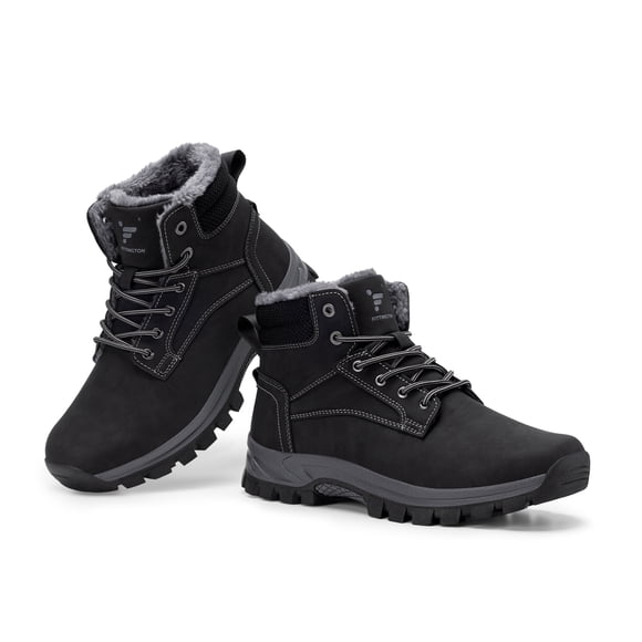 Fittington Bottes d'Hiver Larges et Chaudes pour Hommes, Chaussures d'Hiver Doublées en Peluche Résistantes à l'Usure, Bottes de Neige Antidérapantes pour Hommes
