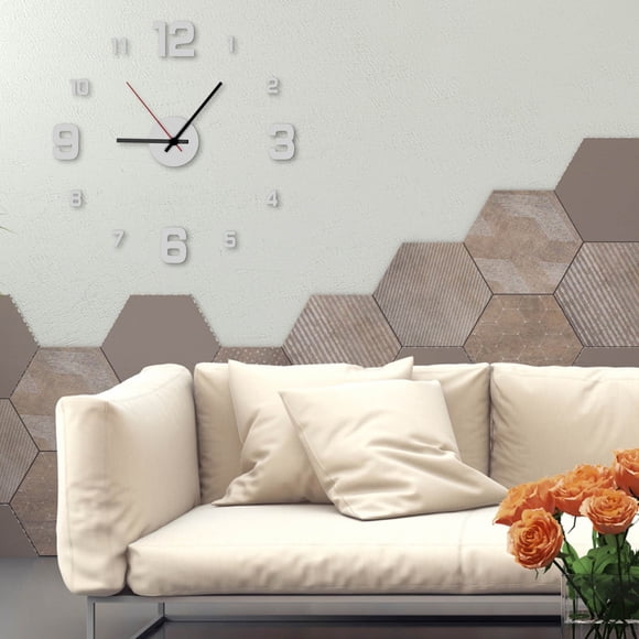 ZZkhGO DIY Wall Clock Sticker, Acrylic Mirror Wall Clock Set with Quartz Movement, Abstract Home Decoration for Living Room Office, Silver