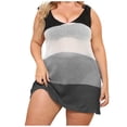 thumbnail image 1 of Plebaso Plus Size Women's Crochet Cover ups Tie Straps Beach Bikini Cover up Backless Color Block Dress, 1 of 7