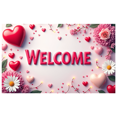 thumbnail image 1 of Welcome Decorative Banner with Roses and Hearts for Parties Events Celebrations Wedding Backdrop Party Decoration and Indoor Photography Background, 1 of 4