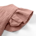thumbnail image 4 of ShomPort Jupe d'Été pour Filles en Lin Sans Manches Ligne A Col Ras du Cou Ruffle Confortable Respirante Couleur Unie Robe de Vacances, 4 of 7