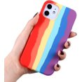 thumbnail image 1 of Étui Arc-en-Ciel Mignon Compatible avec iPhone, Étui de Protection Intégrale en Silicone Liquide Coloré Antichoc pour Femmes et Filles (iPhone 11, Rouge), 1 of 7