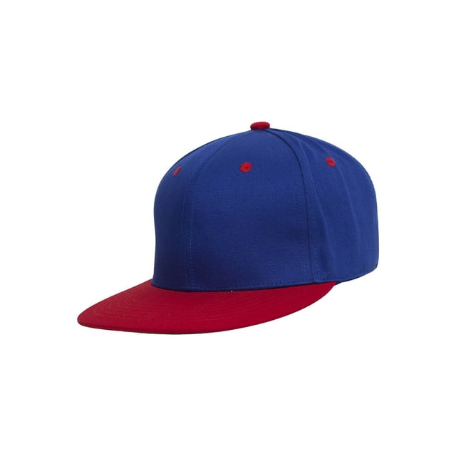 Top Headwear Flat Bill Adjustable Snapback Cap - Royal/Red