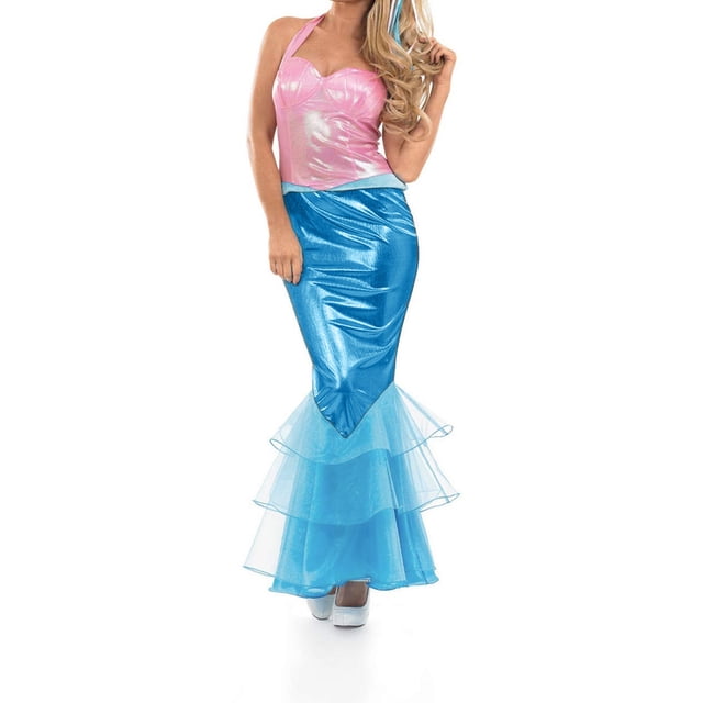 Gupgi Robe Sirène pour Femme Costume de Cosplay d'Halloween Robe Sirène à Paillettes à Col Licou