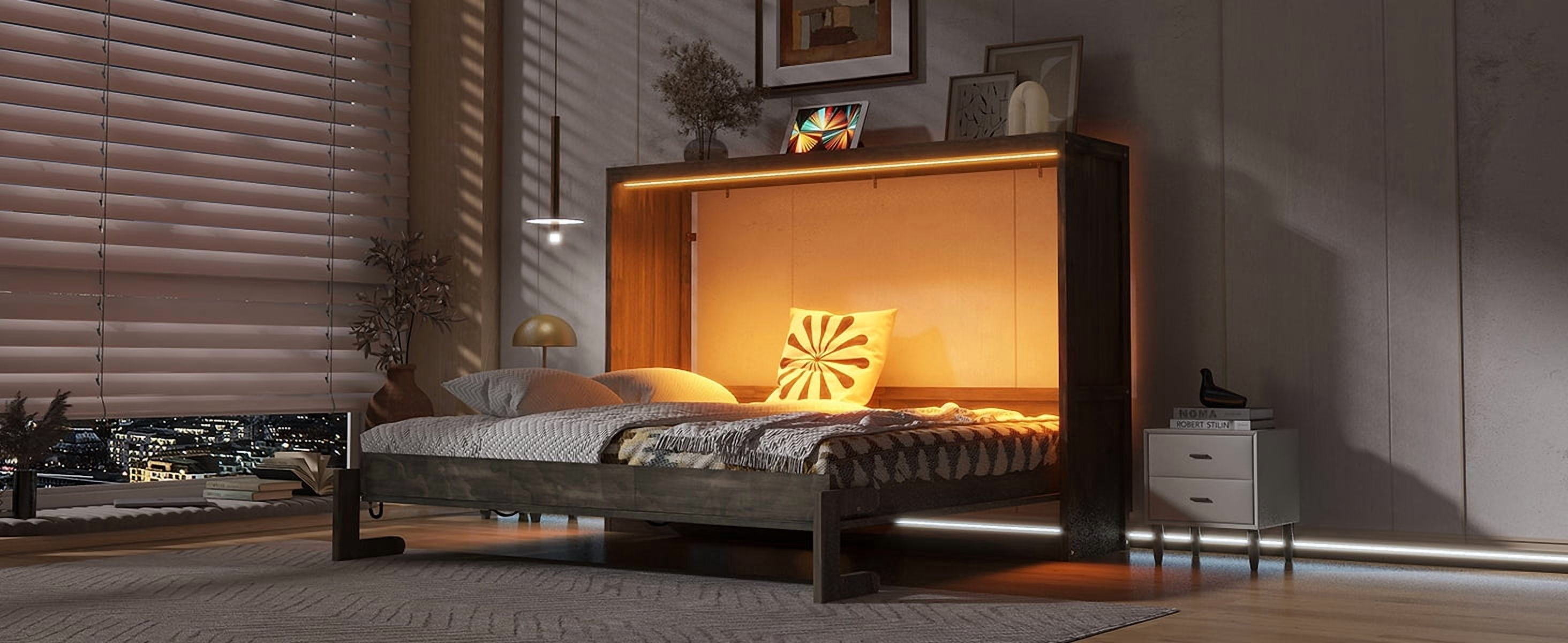 Lit escamotable Noble House grand format avec éclairage DEL, brun