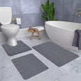 thumbnail image 5 of Fridja 3pcs Bathroom Rugs Bath Mat Toilet Mats Soft Comfortable Non-Slip Bathroom Rug Set Bath Mats for Bathroom Machine Washable Bath Mat Bathroom Rug Sets, Dark Gray, 5 of 5