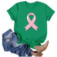 thumbnail image 3 of UANWENN T-Shirts Décontractés pour Femmes avec Imprimé Ruban de Sensibilisation au Cancer, Manches Courtes, Col Rond, Style de Base pour le Quotidien, Hauts pour Femmes à Manches Courtes, Chandail Léger Décontracté pour Femmes, Haltérophilie, Long, 3 of 4