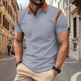 thumbnail image 3 of QIPOPIQ Mens Polo Shirts Textured Knit V-Neck Summer Shirts Clearance, 3 of 8