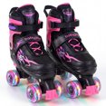 thumbnail image 1 of Gymax Patins à Roulettes pour Enfants pour Ados 4 Tailles Patins Quadruples Ajustables avec Roues Lumineuses Rose, 1 of 9