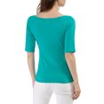 thumbnail image 3 of INSPIRE CHIC T-Shirts à Encolure Bateau pour Femmes Manches Mi-Longues Ajustées Superposition Doux T-Shirt TP Vert, 3 of 8
