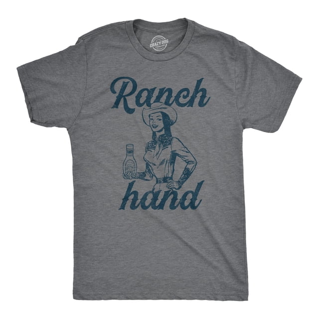 Mens Ranch Hand T Shirt Funny Farm Rancher Dressing Joke Tee for Guys (Dark Heather Grey - RANCH) - 3XL