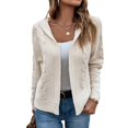 thumbnail image 1 of REDHOTYPE Cardigan à Col Rond pour Femmes Pull Ample Décontracté Couleur Unie Manches Longues Haut, 1 of 6