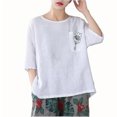 thumbnail image 2 of Pisexur Hauts d'Été pour Femmes, Hauts pour Dames, Hauts pour Femmes, Chandail Décontracté à la Mode pour Femmes Imprimé à Manches Courtes à Col Rond Multicolore, 2TG, 2 of 2