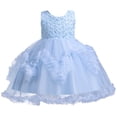 thumbnail image 4 of Children's Solid Color Irregular Mesh Lace Knee Length Wedding Dress Puffy Dress Princess Skirt, 4 of 4