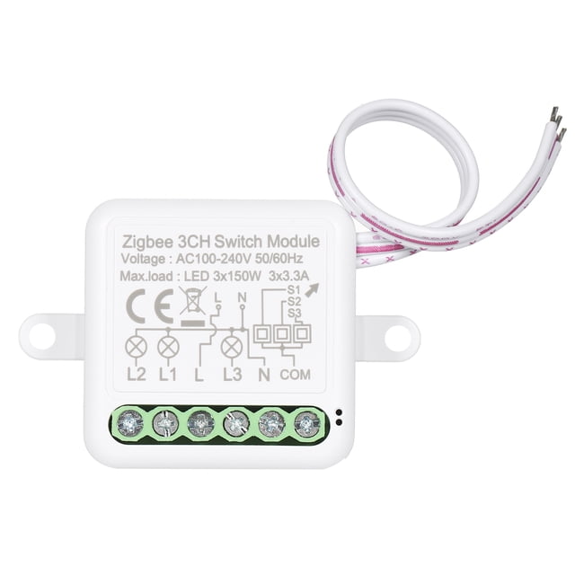 3CH Zigbee Mini Smart Switch Relay Module Support 2 Way Control Switch for Smart Home Automation, Works with Alexa Google Home