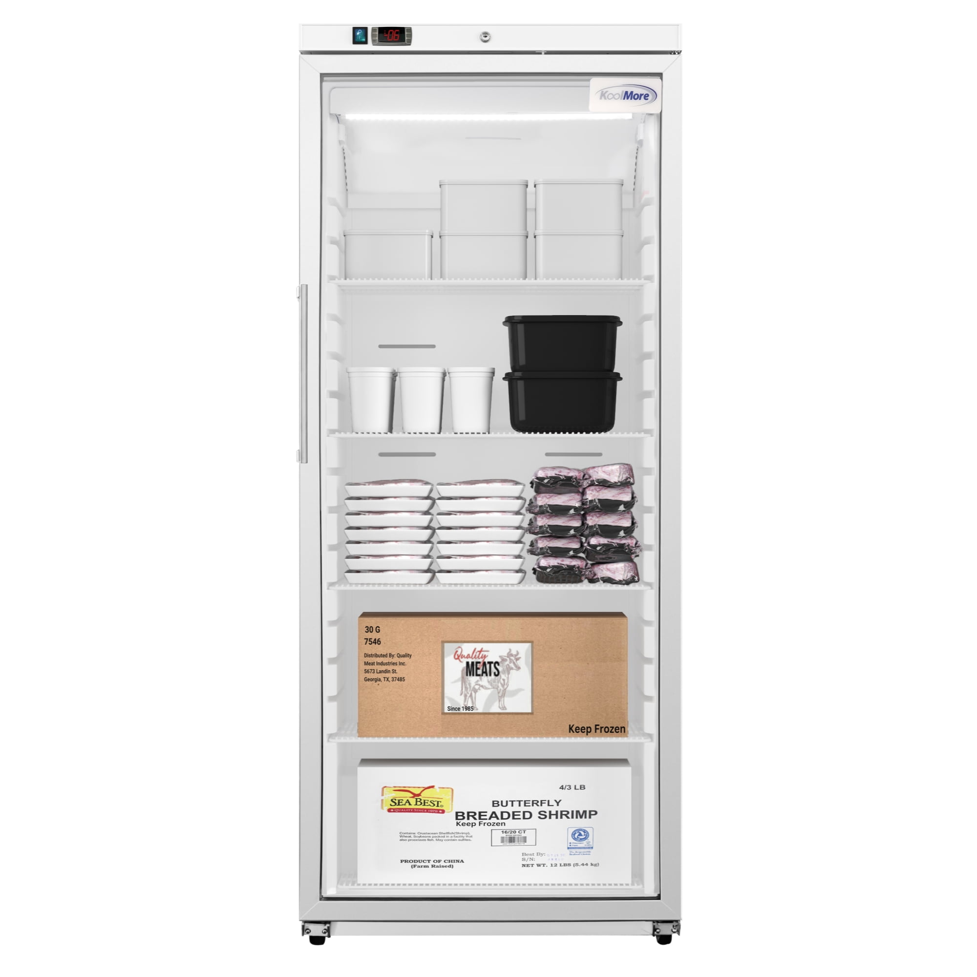 30 in. 21 cu. ft. Commercial Auto Defrost Glass Door Reach-in Freezer, ETL Sanitation Listed in White