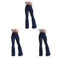 thumbnail image 3 of pitrice Women Wide Leg Jeans High Waist Flared Pants Solid Color Strap Spring Summer Hip-Lifting Ladies Trousers For Office Blue M 3Set, 3 of 6