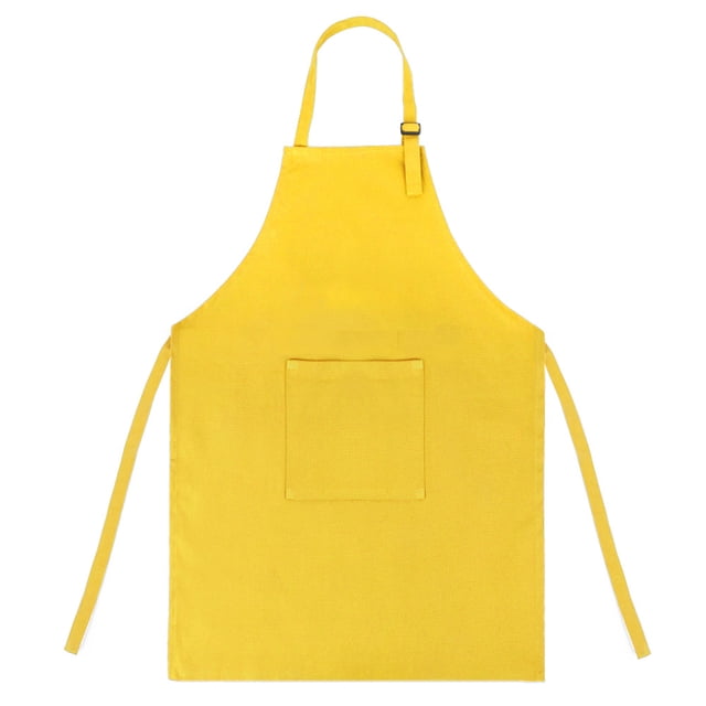 TOPTIE Colorful Cotton Canvas Kid's Aprons with Pocket, Artist Apron & Chef Apron (Yellow, 25"L x 21"W)