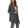 thumbnail image 4 of INSPIRE CHIC Cardigan Léger Décontracté à Manches Longues pour Femme, Ouvert Drapé, Printemps Automne, G Gris Foncé, 4 of 6