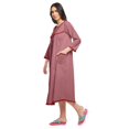 thumbnail image 2 of Moomaya Robe de Nuit Imprimée Longueur Genou en Coton avec Bordure en Dentelle Manches 3/4 pour Femmes, 2 of 5