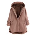thumbnail image 1 of WEIYLL Fleece Jacket Women Solid Color Long Sleeve Zipper Hooded Long Warm Button Fashion Red Fall Clothes Size 4XL, 1 of 7