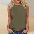 thumbnail image 3 of Chandails Sans Manches pour Femmes Nouveaux Hauts Décontractés Unis Sans Manches à Col Rond Blouse Débardeurs d'Entraînement pour Femmes Vert Armée 3TG, 3 of 4