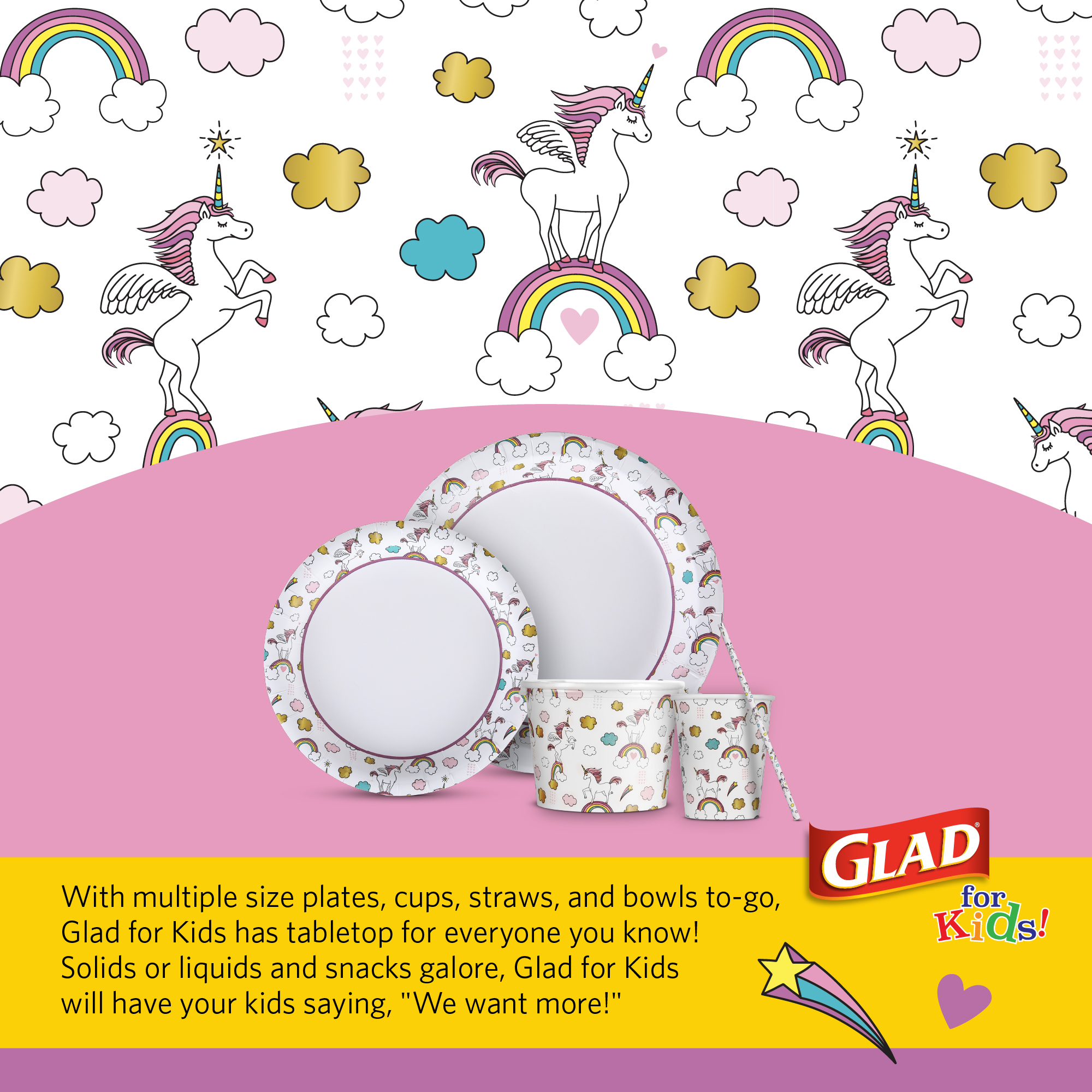 Glad For Kids 8.5" Unicorn Round Paper Plates 20 ct