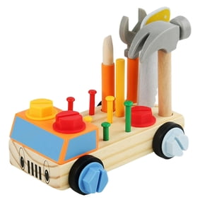 DEBGFS HLONKRepair Tool Box Tool Chest Wooden Toys Tool Car Cognition Toy Montessori Screwdriver Board Kids Toy Child Baby