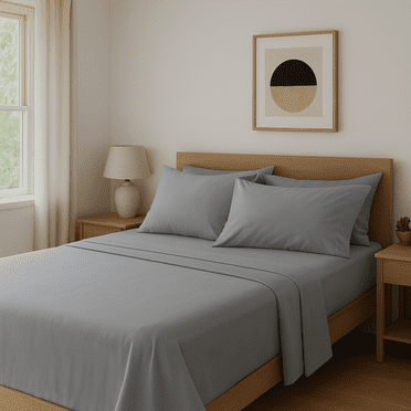 Comfy Bamboo World Series Ensemble de Draps en Microfibre 4 Pcs, pour Lit Double, Gris Foncé
