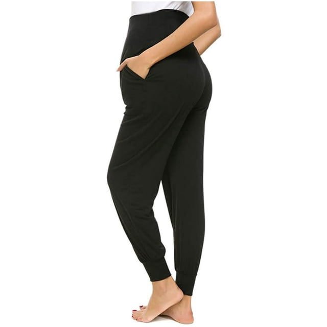 Pantalon Décontracté de Maternité pour Femmes, Couleur Unie, Extensible et Confortable