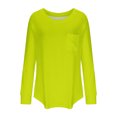 thumbnail image 4 of Timegard Womens Tops Crewneck Long Sleeve Drop Shoulder Basic Tee Fall Casual Loose Tops with Pocket, 4 of 5