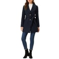 thumbnail image 2 of INSPIRE CHIC Manteau Trench Long pour Femme, Mignon, Col Rabattu, Simple Boutonnage, Ceinturé, L Bleu Foncé, 2 of 6