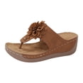 thumbnail image 2 of IUJSOY Orthopedic Sandals for Women Boho Flower Platform Flip Flops Wedges Comfortable Walking Shoes, 2 of 9