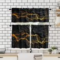 thumbnail image 5 of Marble Texture Valances Set for Kitchen, Black and Gold Abstract Marble Home Decor Rod Pocket Window Drapes for Kitchen Living Room Dining Room Office 52x18 Inch + 27x36 Inch X 2, 5 of 5