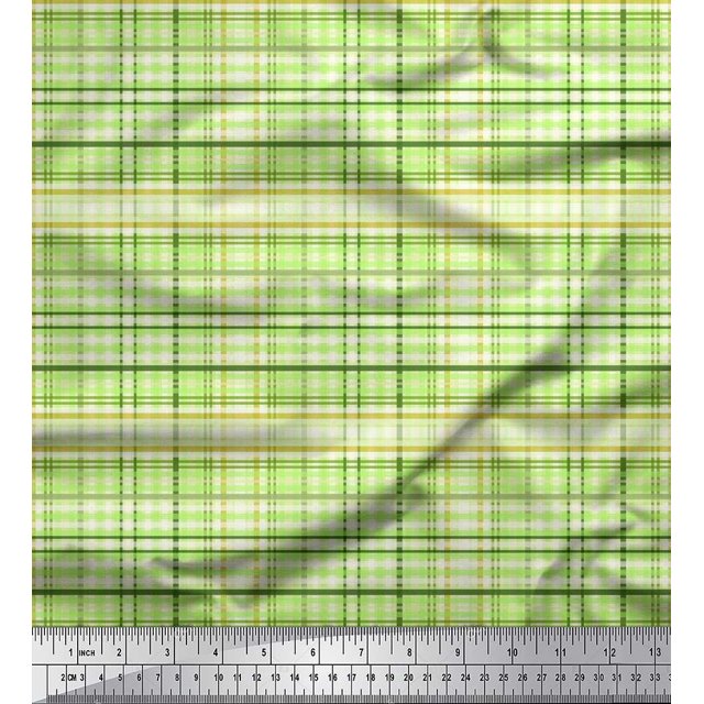 Soimoi Rayon Fabric Plaid Check Printed Fabric 1 Yard 56 Inch Wide
