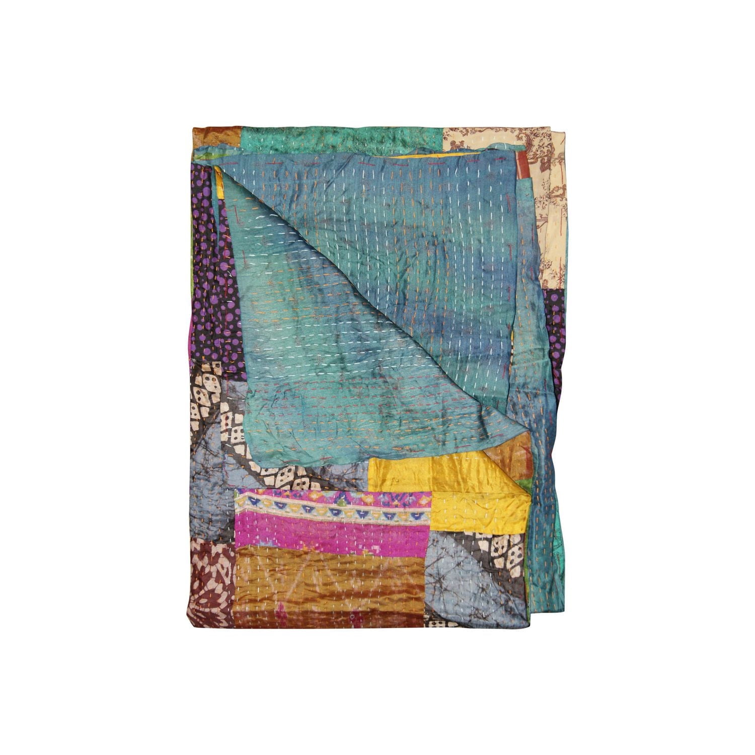 KANTHA SILK THROW BLANKET 50"X70"