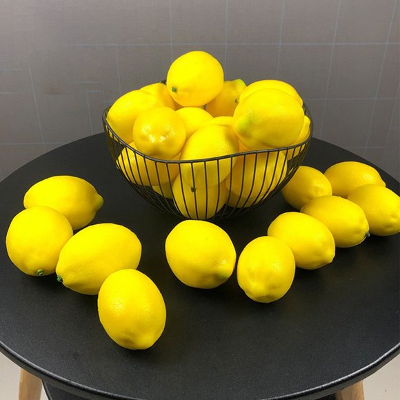 Alician 12pcs Artificial Fake Lemons Realistic Faux Fruits Photography Props For Home Kitchen Table Decoration