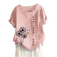 thumbnail image 2 of Babysbule Hauts pour Femmes Liquidation Mode Femmes Été Ample Imprimé T-Shirt à Col Rond Manches Courtes Blouse Décontractée Hauts, 2 of 3