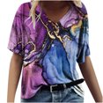 thumbnail image 2 of zanvin Haut pour Femmes, T-shirt Ample Décontracté à Col en V à Manches Courtes avec Imprimé Mode pour Femmes, 2 of 4